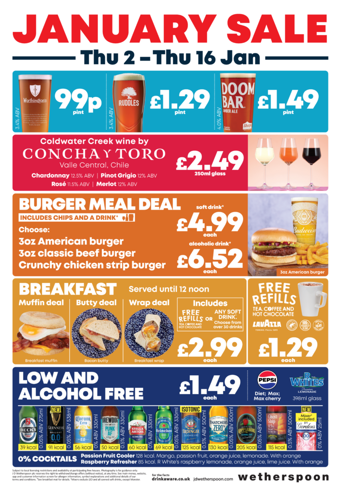 Wetherspoons January Sale